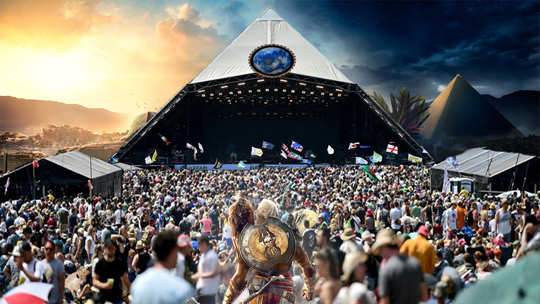 Bayek has arrived at #Glastonbury2025 for the pyramid stage synchronisation point to view the Saturday brat mosh 🎪