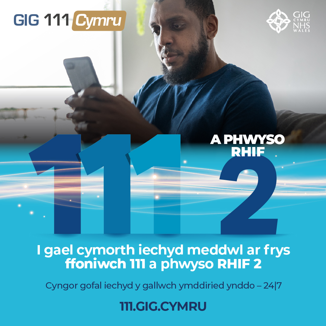 For urgent mental health support call 111 and press option 2 ☎️

I gael cymorth iechyd meddwl ar frys ffoniwch 111 a phwyso rhif 2 ☎️