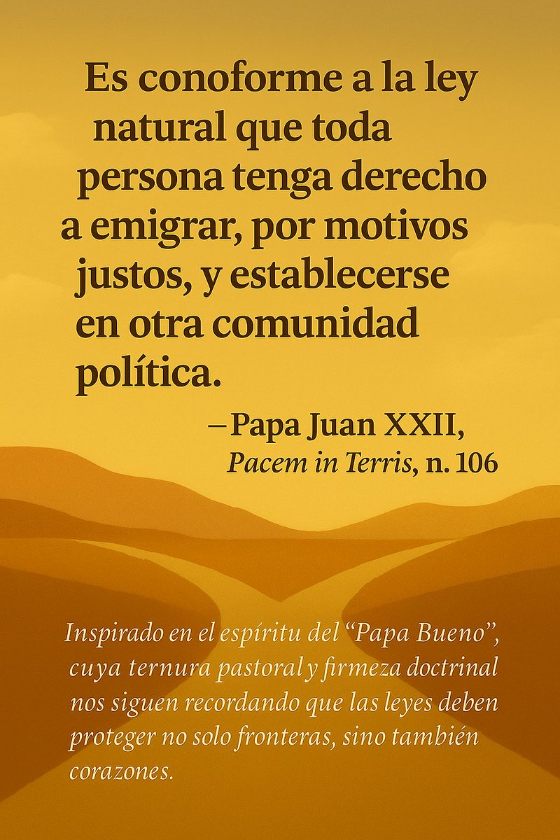 El migrante debe ser acogido con respeto porque no importando las fronteras sigue siendo hijo de Dios y hermano nuestro.
#migrantes 
#paceminterris
#PapaJuanXXIII