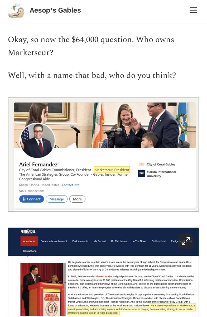 Ohhhhh boy. Will <a href="/commishariel/">Commissioner Ariel Fernandez</a> take the charges like a man or will he flip on anyone he’s ever done dirt with? Regardless what he chooses, he’s done. Fatboy better like bologna sandwiches. Don’t be lazy click the link and read. Party is officially over!

aesopsgables.substack.com/p/the-phisher-…