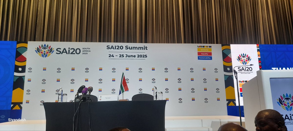 ThedealM's tweet photo. #SAi20 Wrapping up this afternoon, hosted on the sidelines of the upcoming #G20 later in the year. Auditor General Tsakani Maluleke briefs the media ok the outcomes of the summit. https://t.co/T4Sxfj5eoh
