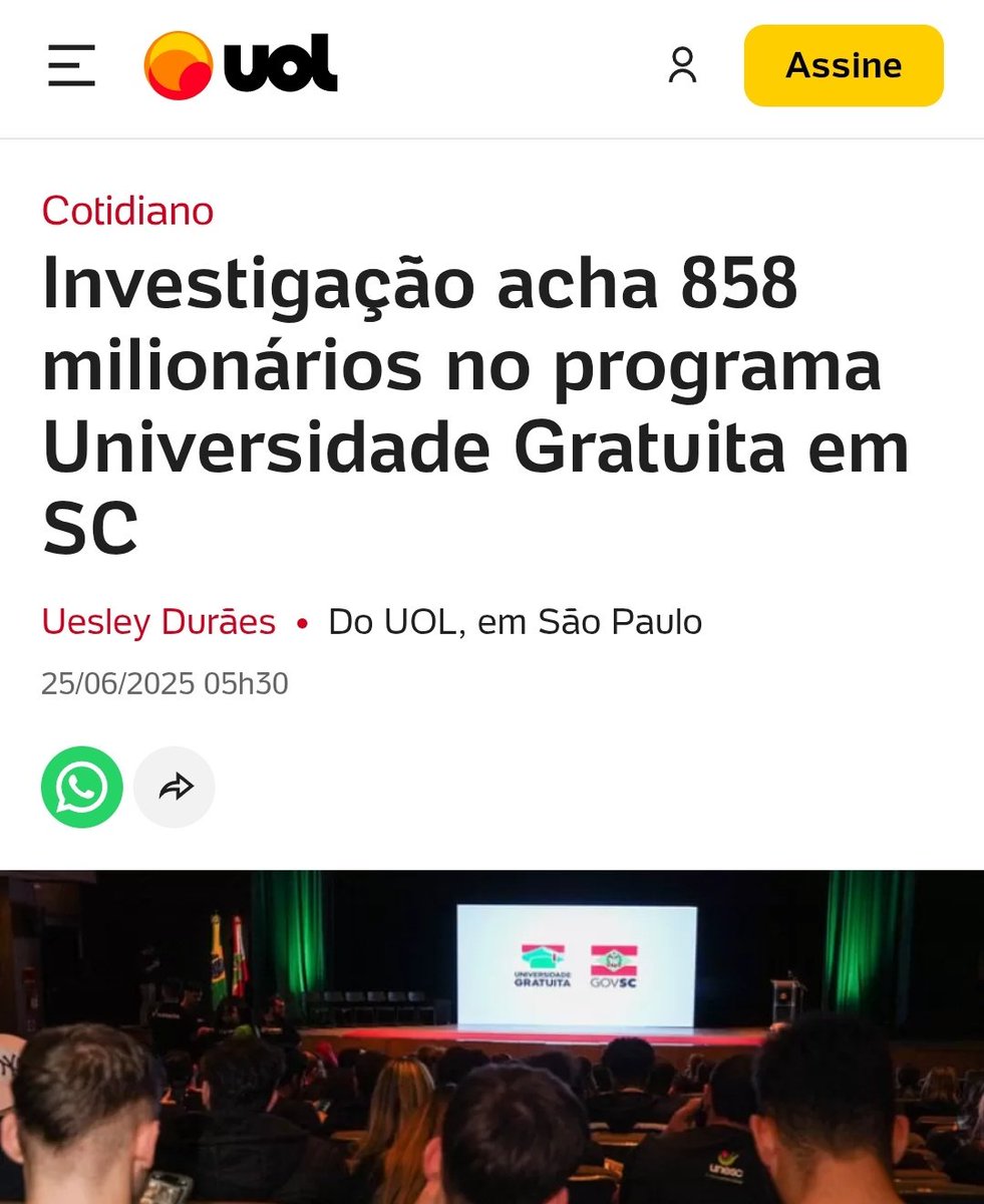 Todos são contra o Bolsa Família e acham que o Estado tem que ensinar a pescar e não dar o peixe. 🤦‍♂️

noticias.uol.com.br/cotidiano/ulti…