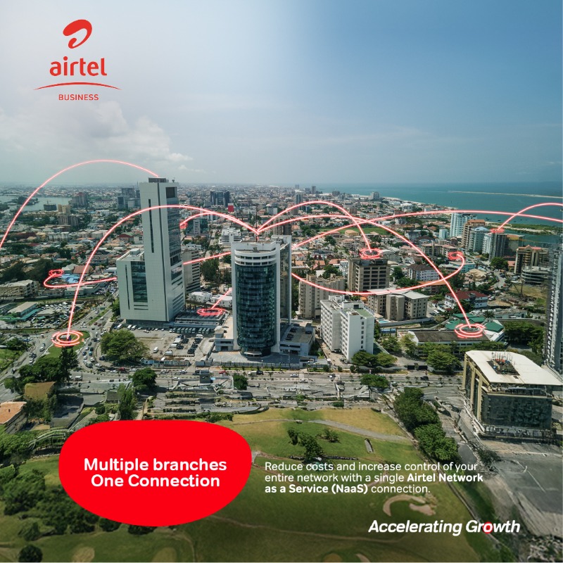 AirtelNigeria's tweet photo. Managing multiple business locations doesn’t have to mean juggling multiple networks. With Airtel Network as a Service (NaaS), you get a single, unified connection that simplifies operations, cuts costs, and gives you total control across all your branches.