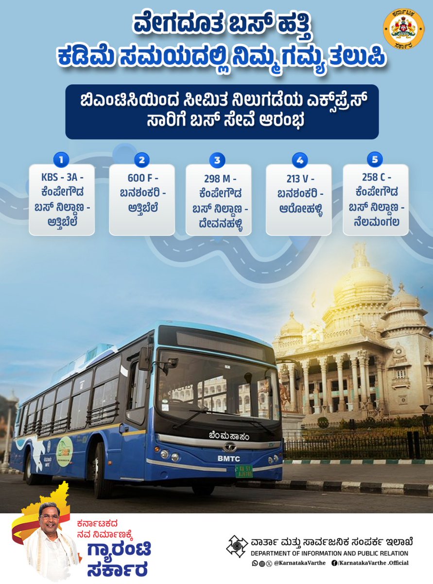 ಬಿಎಂಟಿಸಿ ಬಸ್‌ಗಳು ಇಲ್ಲಿಯವರೆಗೆ ಎಲ್ಲ ತಂಗುದಾಣಗಳಲ್ಲಿ ನಿಲುಗಡೆಗಳನ್ನು ಹೊಂದಿದ್ದವು. ದೂರ ಪ್ರಯಾಣದ ಬಸ್‌ಗಳು ಇನ್ನು ಮುಂದೆ ಸೀಮಿತ ನಿಲುಗಡೆ ವ್ಯವಸ್ಥೆಯಲ್ಲಿ ಸಂಚರಿಸಲಿವೆ.

ವೇಗದೂತ ಬಸ್‌ಗಳು ಸಂಚರಿಸುವ ಮಾರ್ಗಗಳಲ್ಲಿ ಎಲ್ಲ ಕಡೆ ನಿಲುಗಡೆ ಇರುವ ಸಾಮಾನ್ಯ ಬಸ್‌ಗಳು ಎಂದಿನಂತೆ ಇರಲಿವೆ. ಪ್ರಮುಖ ಕಾರಿಡಾರ್‌ಗಳಲ್ಲಿ ದೂರ ಪ್ರಯಾಣ