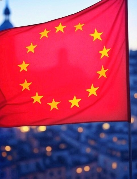 Ich fände diese Farbe für die EU Flagge passender: