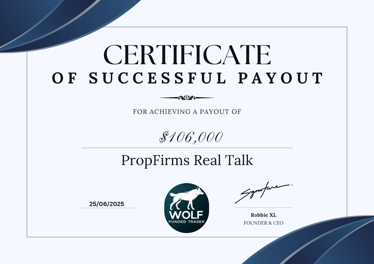 PropFirms Real Talk (@pfrt_x) on Twitter photo I don't mean to flex, but when I do Trade, usually it ends up being like this.
Thank you <a href="/RobbieXLreal/">Robbie XL | CEO of WolfFunded Trader πΊ</a> for the payout, more to come.
It's all about your Mindset & Control. The battle is You vs You. We keep moving.
Giving away 20x100K account from <a href="/WolfFunded/">Wolf Funded Trader πΊ</a>. Only I don't mean to flex, but when I do Trade, usually it ends up being like this.
Thank you <a href="/RobbieXLreal/">Robbie XL | CEO of WolfFunded Trader πΊ</a> for the payout, more to come.
It's all about your Mindset & Control. The battle is You vs You. We keep moving.
Giving away 20x100K account from <a href="/WolfFunded/">Wolf Funded Trader πΊ</a>. Only