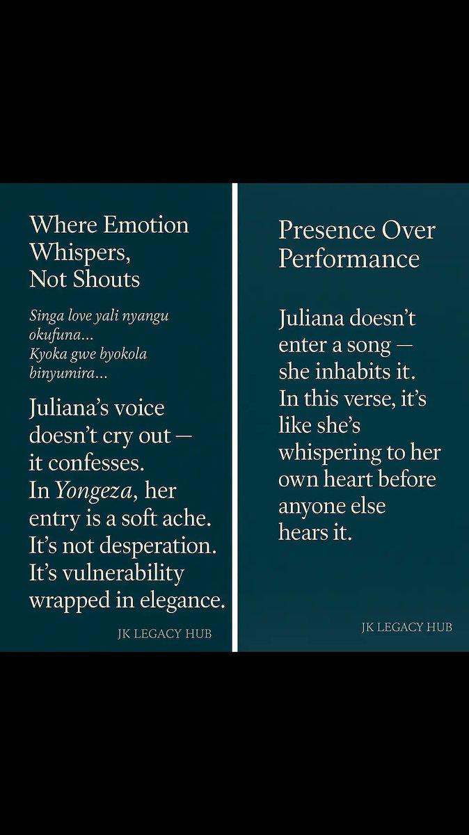 JKlegacyhub's tweet photo. Julianas Voice in Yongeza enters like a quite Storm, you don't just hear it, you feel it, her tone is not loud but it's present.
#Julianakanyomozi
#Yongeza https://t.co/7UWJi0NZh0