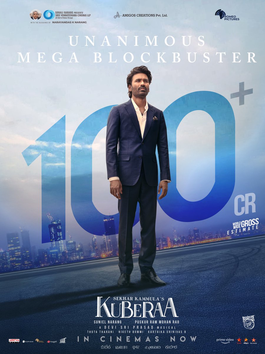 Wealth. Wisdom. And now... ₹100+CR worth of WAVE 🌊

#Kuberaa rules with a grand century at the box office.🔥

Book your tickets now: linktr.ee/KuberaaTickets 

#Kuberaa
#BlockBusterKuberaa  
#SekharKammulasKuberaa #KuberaaInCinemasNow