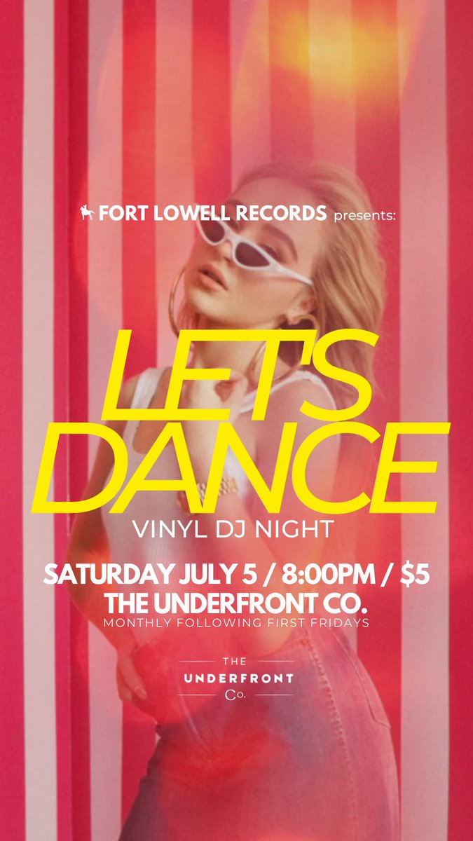 LET’S DANCE Vinyl DJ Night on Saturday, July 5th at The Underfront Co. in Downtown Wilmington NC on Front Street, starting at 8:00pm and going all night long 💃