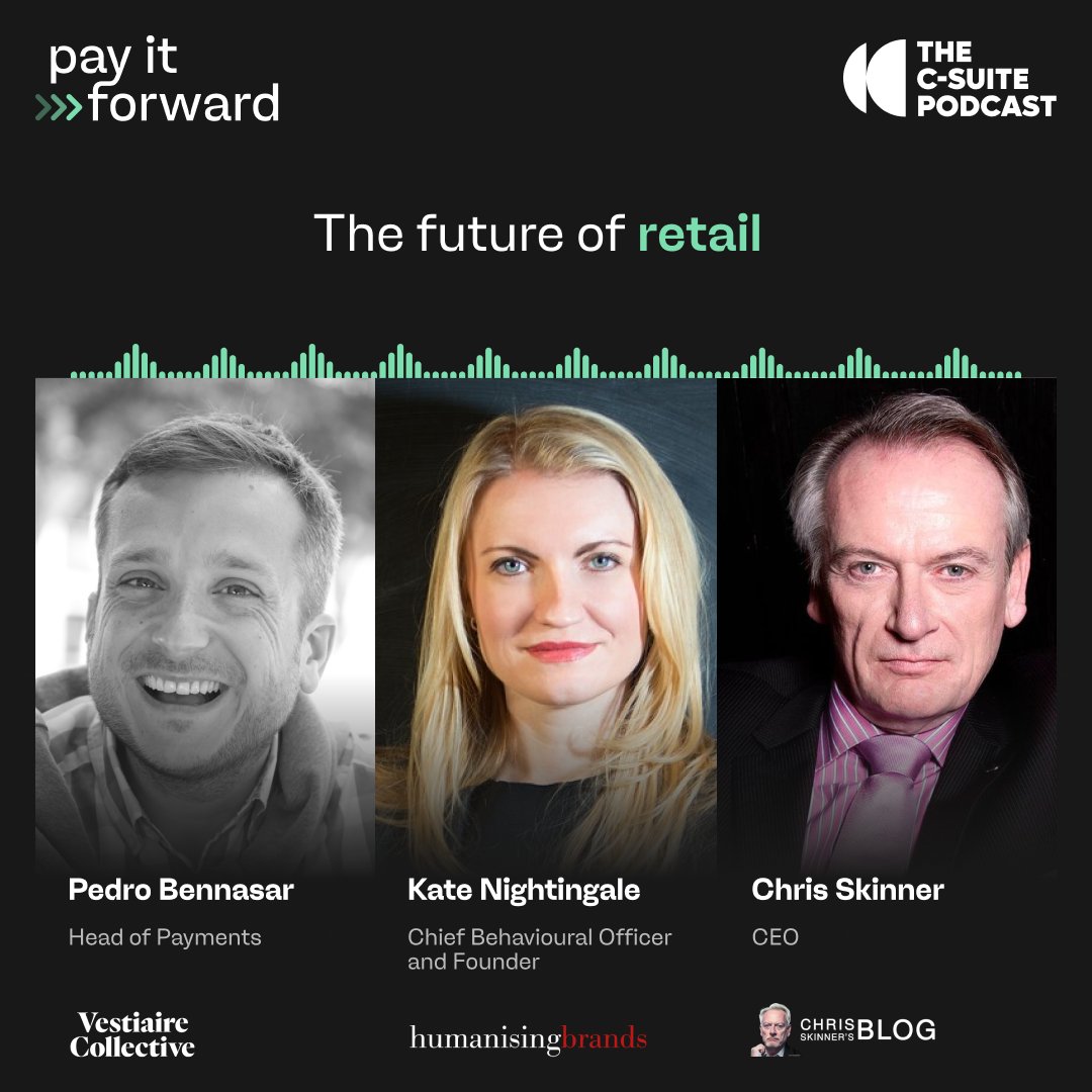 🎙️New podcast episode dropped today 🎙️

Pedro B. (Vestiaire Collective), Kate Nightingale (Humanising Brands), and Chris Skinner (The Finanser) join us to explore the future of retail – from leisure-driven shopping to biometric payments and designing for neurodiverse consumers.