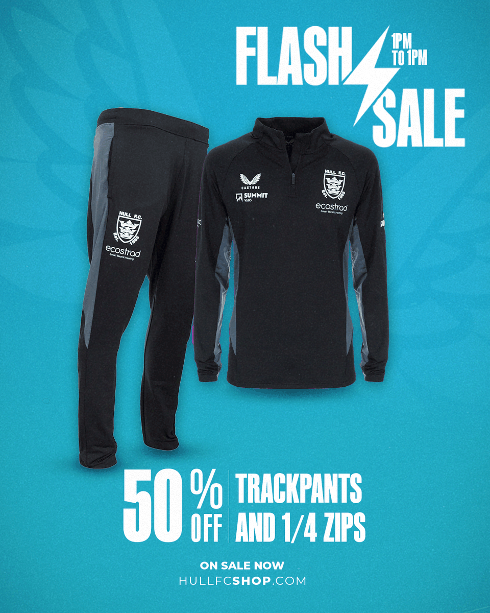 ⚡️ 𝟮𝟰 𝗛𝗢𝗨𝗥 𝗙𝗟𝗔𝗦𝗛 𝗦𝗔𝗟𝗘 ⚡️

Save 50% on trackpants and 1/4 zips, in store and online, until 1.00pm tomorrow 🙌

Shop Online 👉 tinyurl.com/4kxxp55d

⚫️⚪️ #COYH | <a href="/ecostrad/">ecostrad</a>