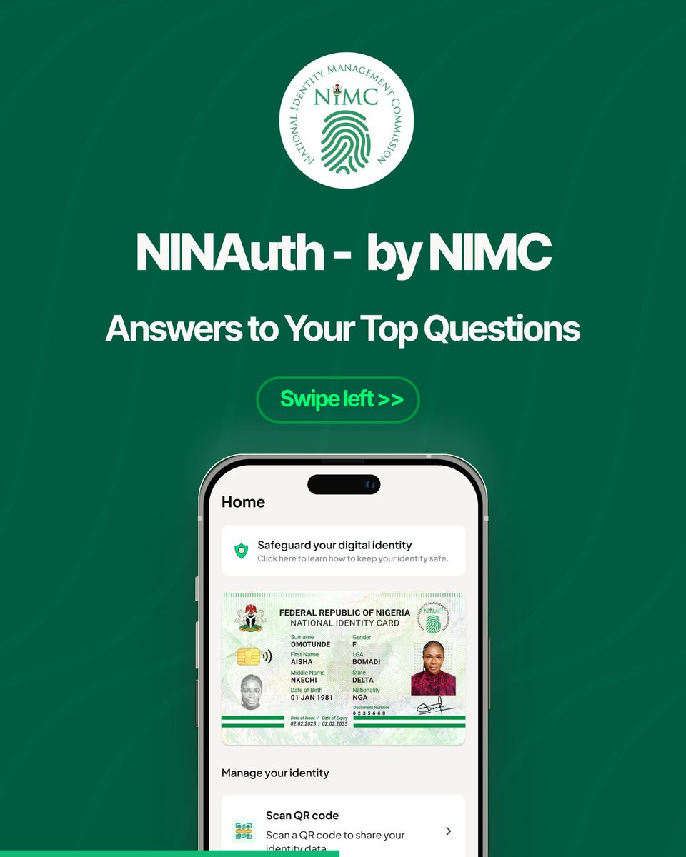 jarmari01's tweet image. Secure your identity with NINAuth! 

NINAuth provides secure and accurate identity verification, and also helps prevent identity fraud and protects personal data.

Learn more about NINAuth and how it can benefit you. Visit ninauth.nimc.gov.ng today.

#NINAuth #NIMC