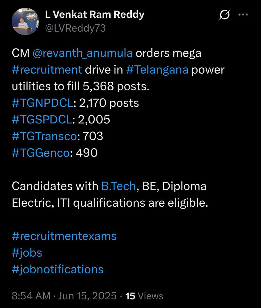 kkm_220's tweet photo. @LVReddy73 @revanth_anumula Sir Release Power Sector Notifications Immediately as per Your promise and it is the 2nd notification to be released as per Job Calendar October-2024. @TelanganaCMO @Bhatti_Mallu @revanth_anumula https://t.co/7Zwb7VkE85
