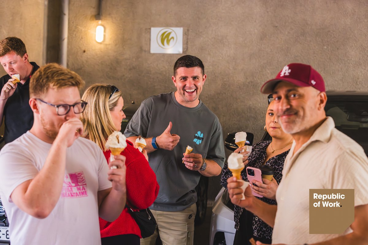 republicofwork's tweet photo. What a sweet afternoon at our Ice Cream Party! 🍦☀️
From sunshine to swirl battles, the vibes were off the cone.
👑 Shoutout to our Cone Champion!
Want a taste of life at Republic of Work? DM us for a free day pass.
#CoworkingCork #CommunityAtWork #CoworkingCommunity https://t.co/vkisJqTql3