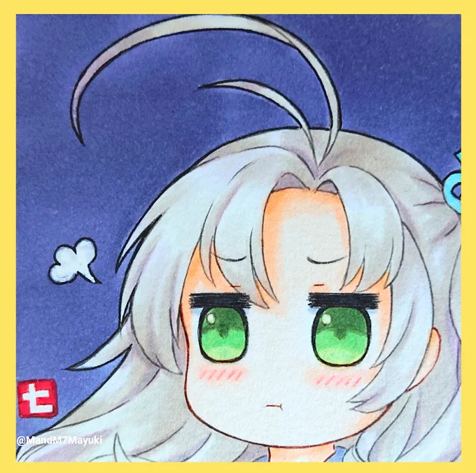 豆色紙に衣笠さん描きました ぷんすかぽん #衣笠