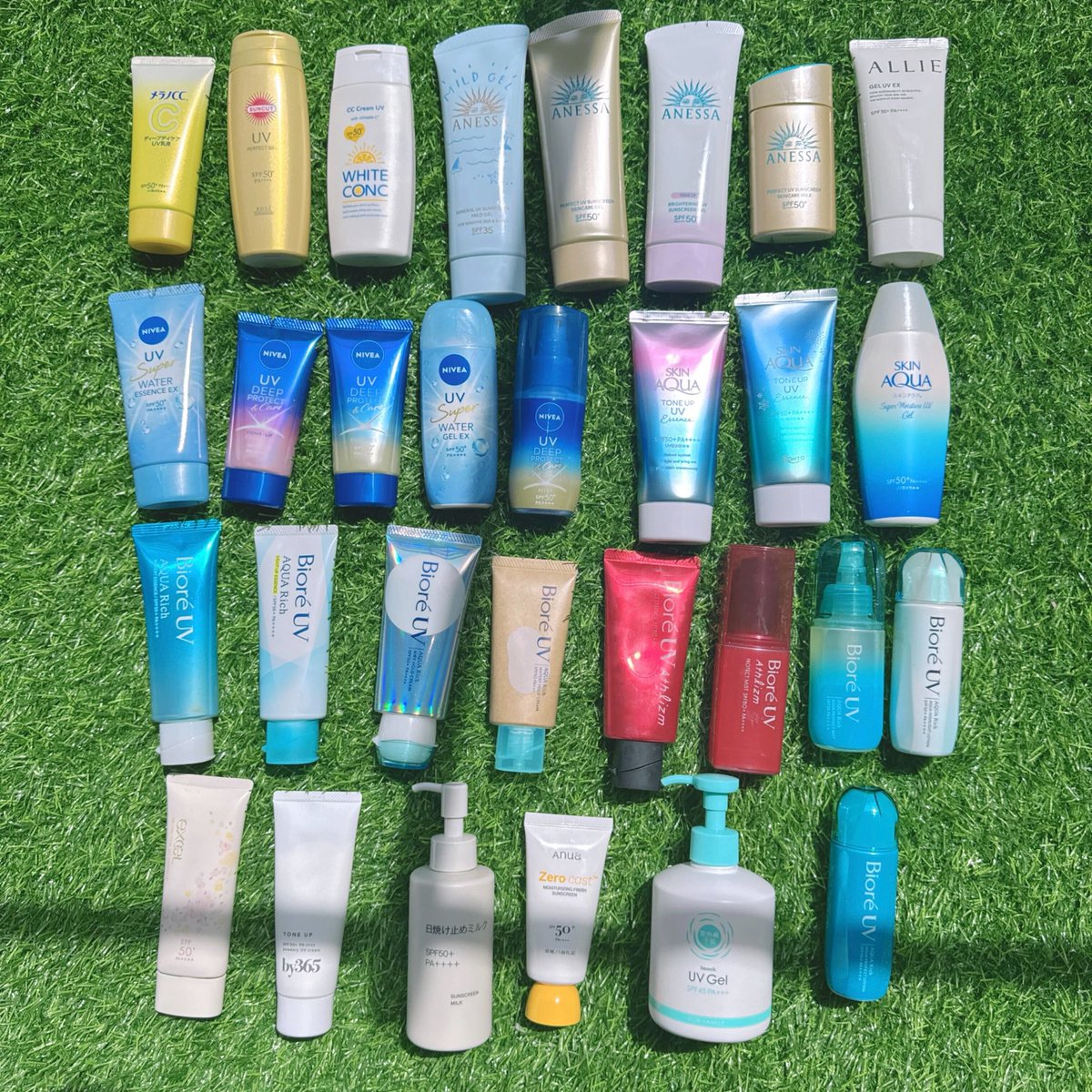 大検証‼️】 日焼け止め30種類集めてどれが1番焼けないか検証してきた