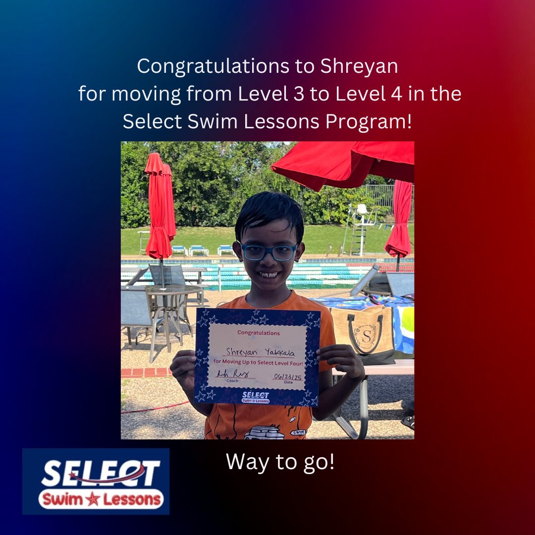 Select_Swim's tweet image. Congratulations, Shreyan!

#selectswim2425 
#selectswimwreckingcrew 
#selectlessonsprogram 
#oneteamonespeed 
#movingup