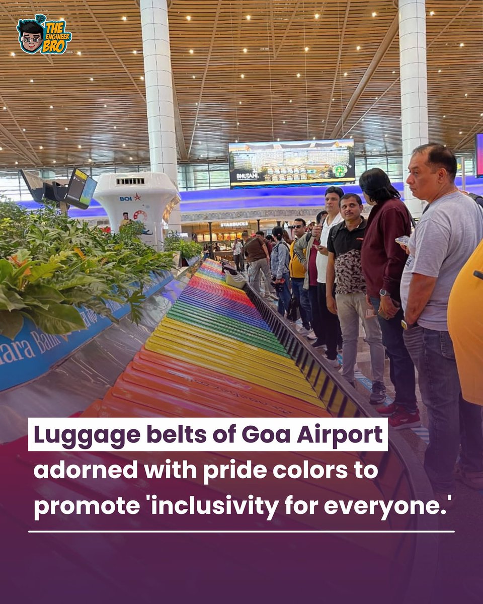 Inclusion is Festive- the pride luggage belt at Goa Airport. Credit- The Engineer Bro