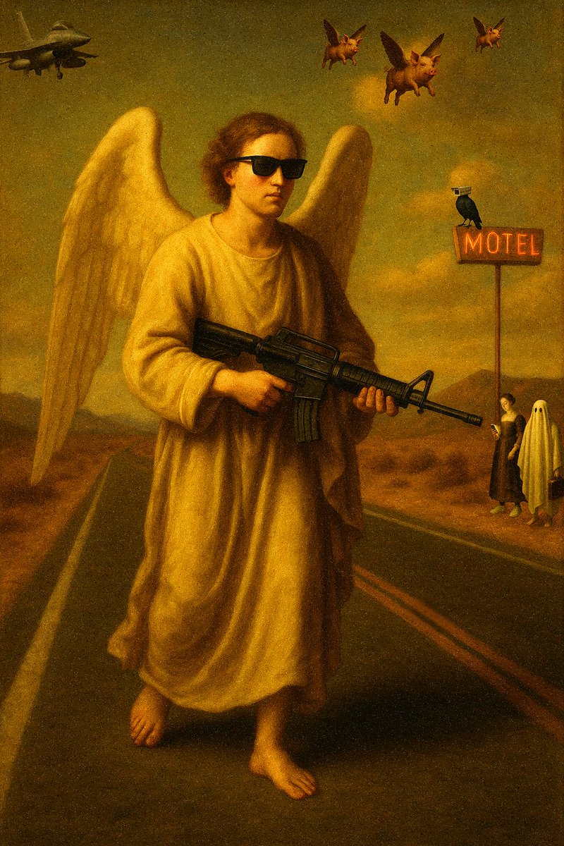 GM 🖤 
Happy Wednesday 🖤 😊 

“Divine Intervention on Route 666”
7 tez