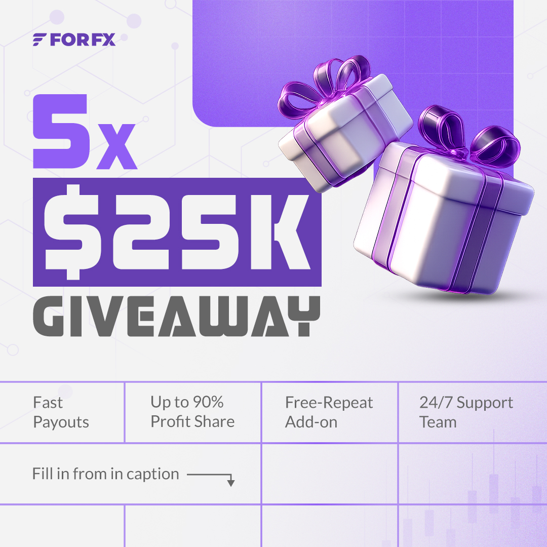 🤑$125K Challenge Account Giveaway!

We have some special news for you. Let's start with a special giveaway!

🚀5 x $25K Giveaway! How to enter:
🟣 Follow us on <a href="/forfxcom/">FORFX</a> 
🟣 Tag 2 of your trader friends
🟣 Fill out the form in the caption!

 🚨Note: Winners will be chosen from