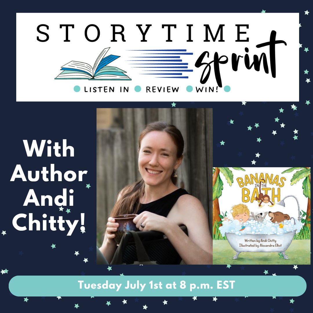 Get ready to go BANANAS that our very own <a href="/AndiChitty/">Andi Chitty</a> will be the next Storytime Sprint guest!
Andi will be reading BANANAS IN THE BATH (illustrated by Alex Elliot).

Registration is through Zoom. *NOTE: This sprint WILL BE RECORDED!

Register here for: us06web.zoom.us/meeting/regist…