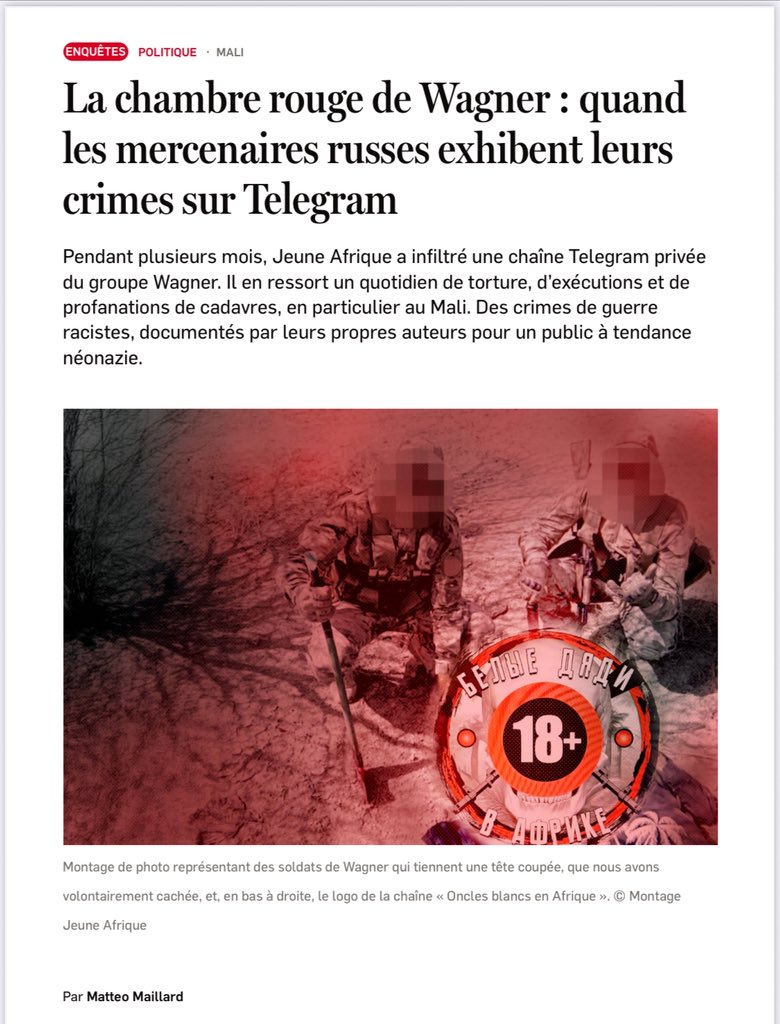 MohmedRAMADANE's tweet image. La chambre rouge de Wagner.
La junte de Bamako porte la responsabilité directe de ces atrocités.