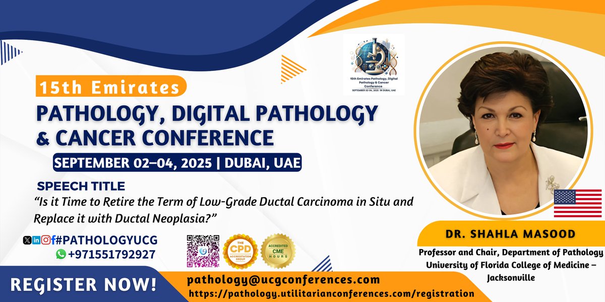 EPUCGCongress's tweet image. New Speaker Announcement!
15th Emirates Pathology, Digital Pathology &amp; Cancer Conference from Sep 2–4, 2025 at Novotel Al Barsha, Dubai
pathology.utilitarianconferences.com/registration
#AIPathology #DigitalPathology #ComputationalPathology #MedicalAI #HealthcareAI #PathologyInnovation #DeepLearning