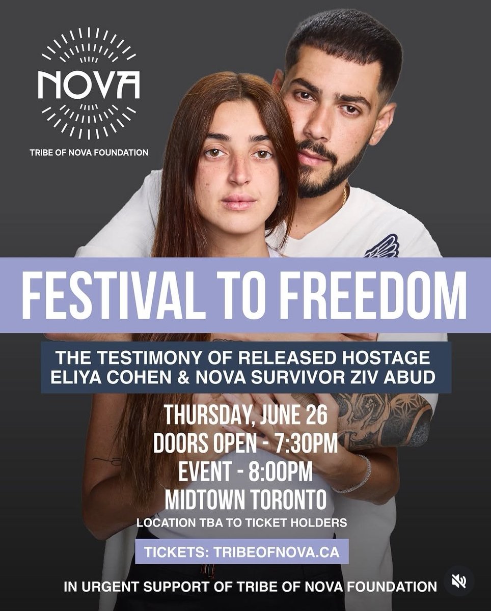 DrJacobsRad's tweet image. My friends at the Nova Exhibition want to make people aware of an important talk from a young Israeli couple.
Eliya and Ziv were caught in a grenade attack by Hamas. She survived and he was taken hostage for more than 500 days.
It's a testimony everyone should hear.
