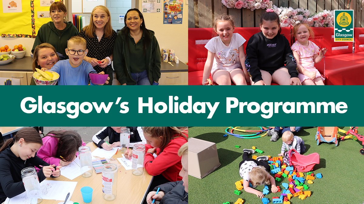 Our Glasgow Holiday Summer Programme starts on Thursday 26 June until Friday 11 August 🥪🎨

Find out what free activities are on offer for children and young people in your local community 👉 glasgow.gov.uk/ghp
