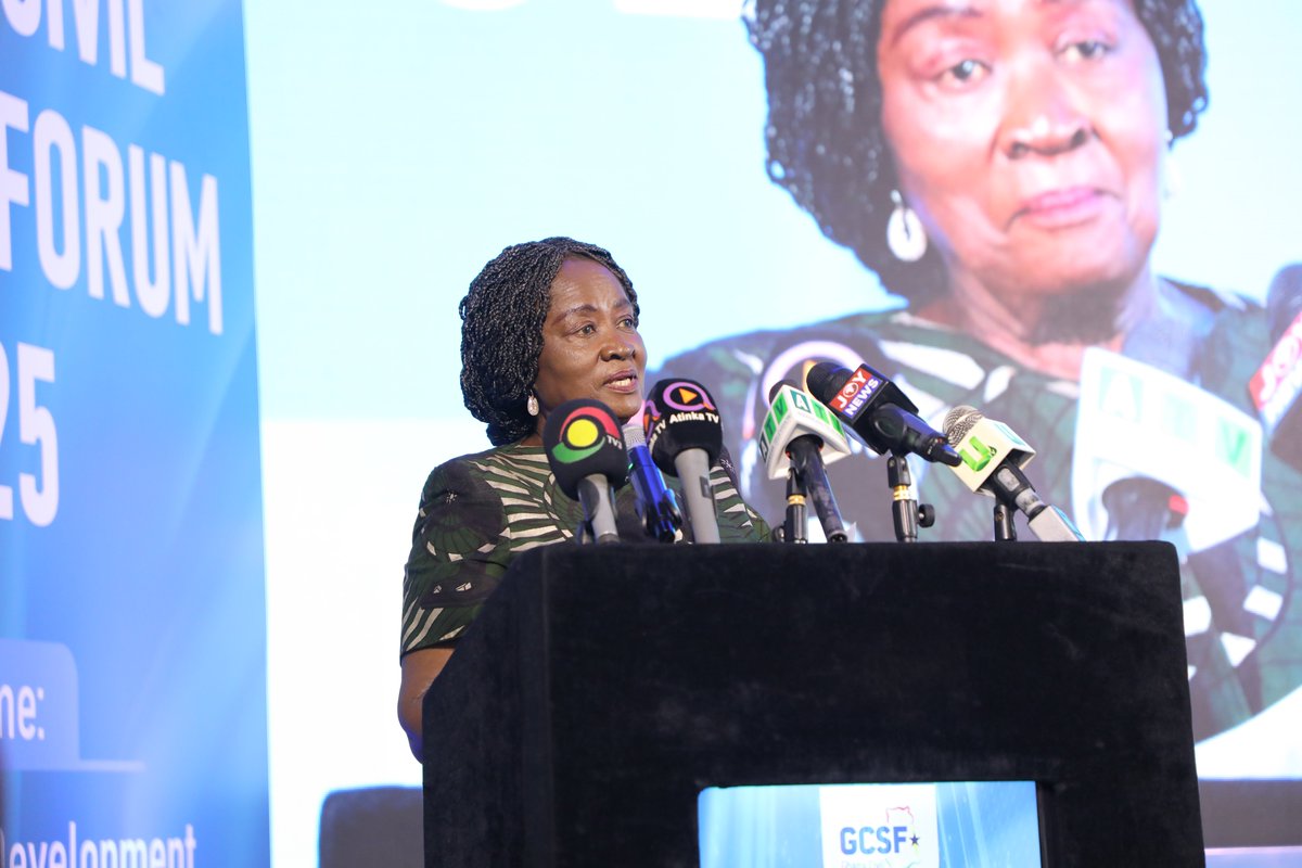 wacsi's tweet photo. At #GCSF2025, Ghana’s Veep Prof. @NJOAgyemang Jane Opoku-Agyemang urged civic actors to shift from dependency to ownership: “Reimagining development financing means moving toward homegrown, sustainable solutions.”
A bold call to action amid global uncertainty. #CSOs #GCSF https://t.co/FHfOP0F02H