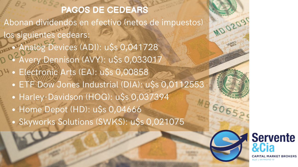 serventeycia's tweet image. #Bolsa #Argentina #Inversores #Accionistas #Aviso #Pago #Dividendos #Dólar #Efectivo #Dólares #Cedears #WallStreet #Empresas #BYMA #Servente #Capital #Market #Brokers #Inversiones