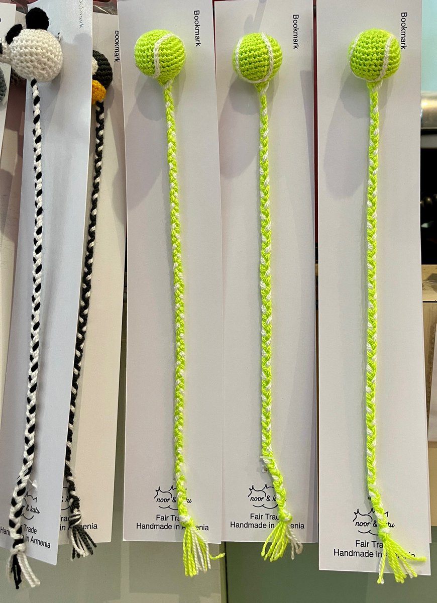WimbledonBooks's tweet image. Wimbledon's happening, of course! Starting on Monday 30th June. And, naturally, we're running with the tennis theme! From #noorandkatu we have tennis ball crocheted key rings, bookmarks and hair bobbles. @FairtradeUK #handmadeinarmenia #crochet #wimbledontennis #tennisballs