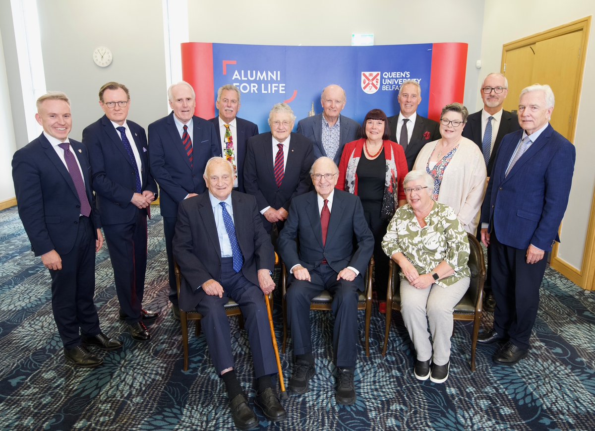 QUBAlumni's tweet image. We welcomed a range of people to Queen's today for a reception in honour of Senator George Mitchell. Amongst others were key contributors of the Good Friday/Belfast Agreement but star of the show was Dáithí Mac Gabhann who, with his father Máirtín, met the Senator and filled him…