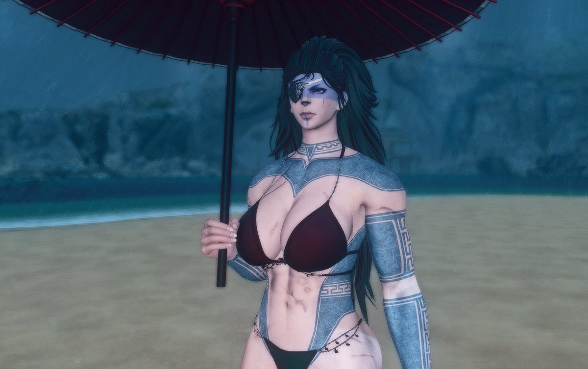 Of course the moment I show up it starts raining....
#FFXIV | #Gpose | #Roegadyn