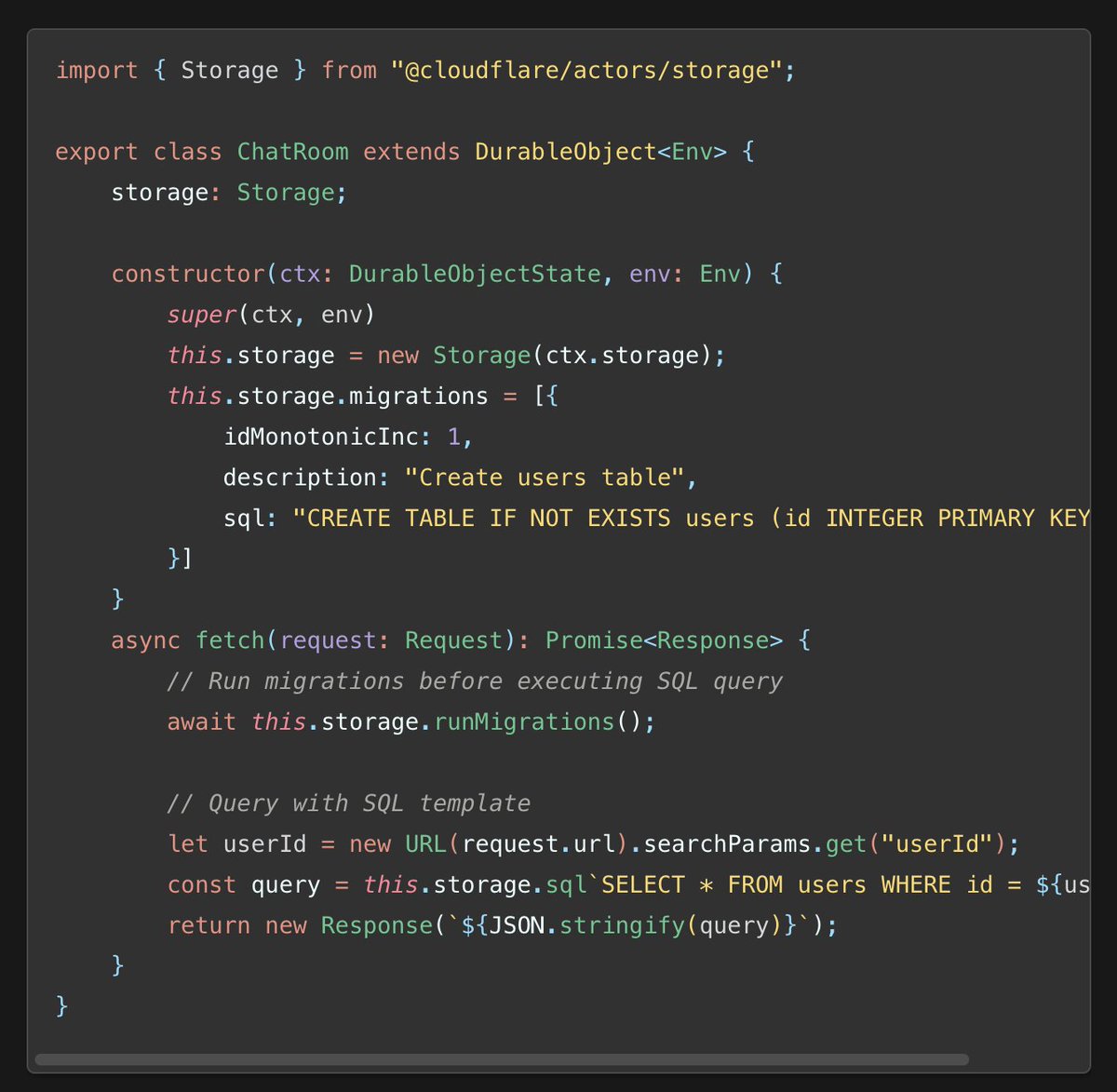 _ashleypeacock's tweet image. A double drop of packages today from Cloudflare, with a new package called Actors released that streamlines things that are a little fiddly to do today with Durable Objects 🚀
Highlights include:
- Storage helpers for querying embeddeded, per-object SQLite storage
- Storage…