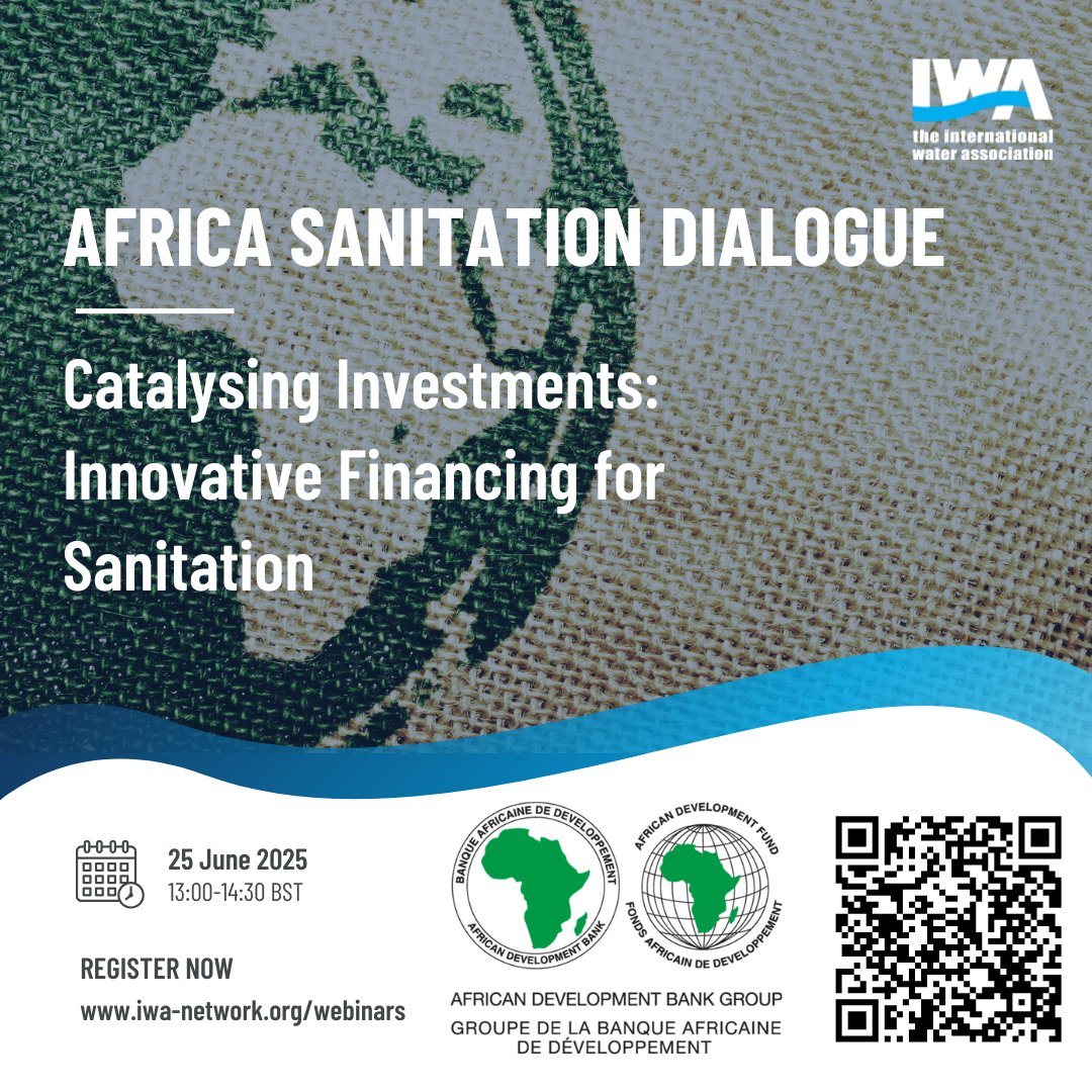 AWFbroadcast's tweet image. Happening now: @AfDB_Group & @IWAHQ's webinar on innovative financing for sanitation in Africa. As urban populations grow, so does the need for access to sanitation services. Learn about successful financing models, case studies, and investment strategies: iwa-network.org/learn/africa-s…