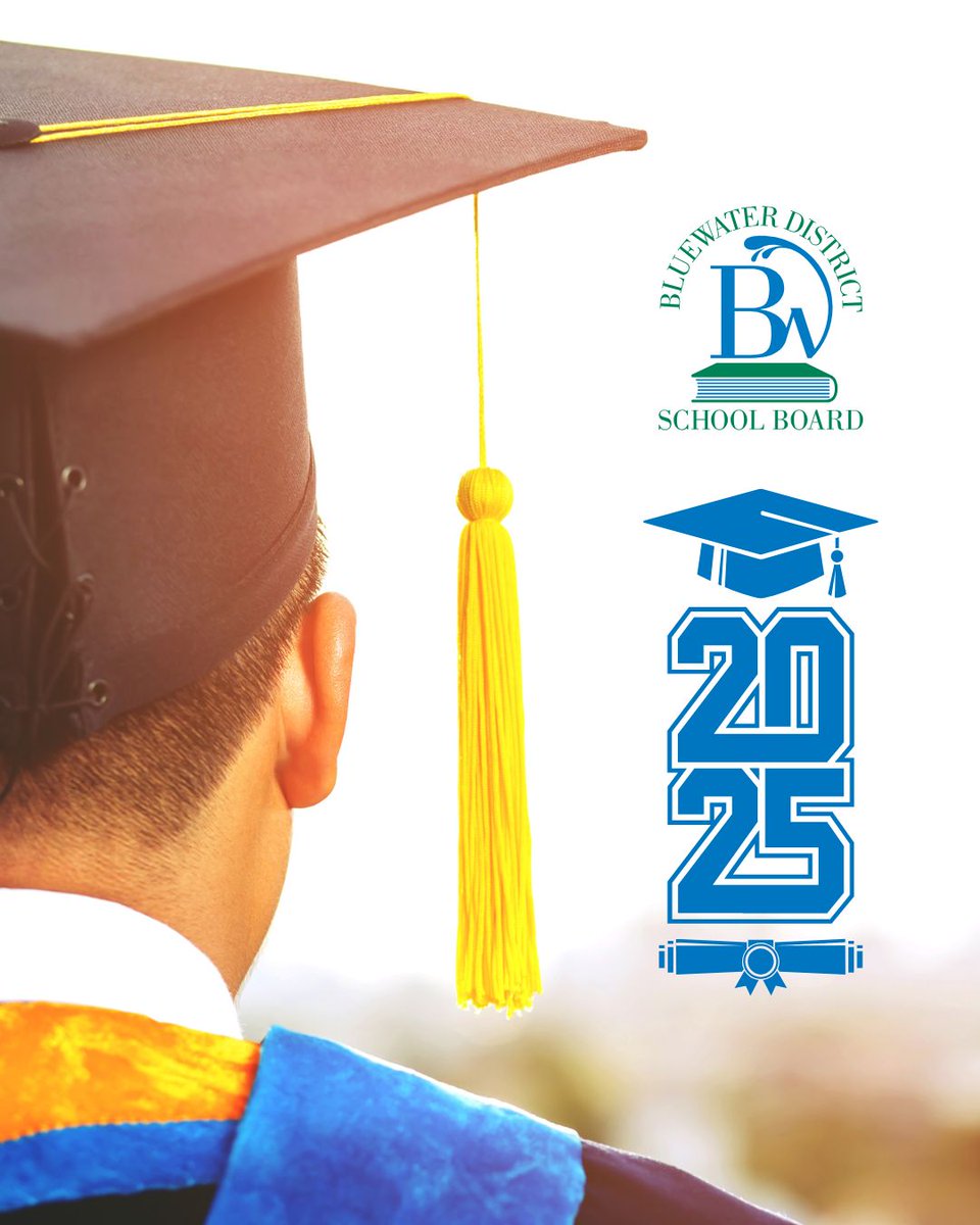 🎓 Good luck and best wishes to our 2025 #BWDSB graduates!

Tomorrow’s (Thursday, June 26) commencements:
BPDS – 7:00 p.m.
GBCS – 5:30 p.m.
GHSS – 6:00 p.m.
JDSS – 5:30 p.m.
PSDS – 7:00 p.m.

#Grad2025 #CongratulationsGraduates