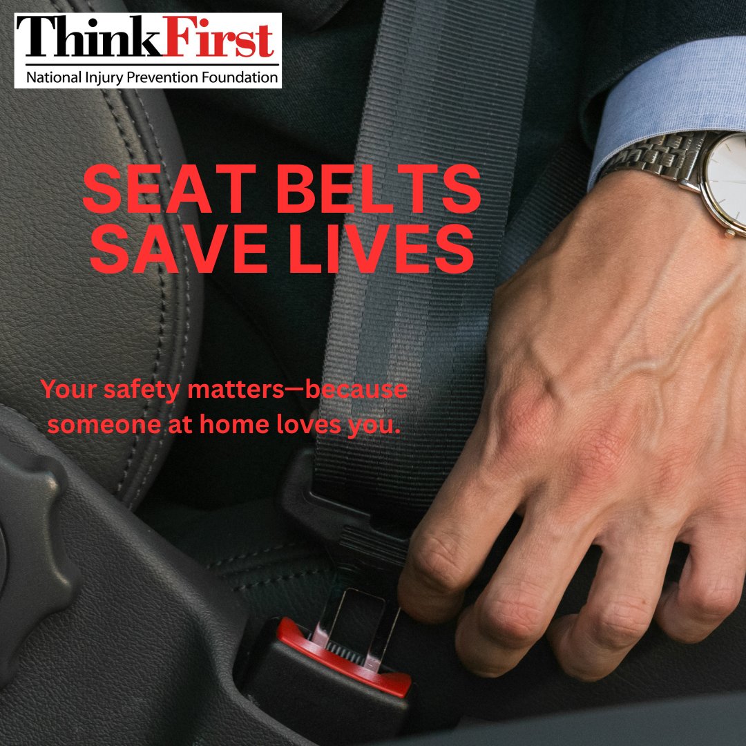 🚗💺 Seat belts save lives.
Just 2 seconds to buckle up can cut your risk of fatal injury by nearly 50%.

No matter how short the trip—buckle up, every time.

Protect yourself. Protect your passengers.

#ThinkFirst #BuckleUp #SeatBeltSafety #DriveSafe