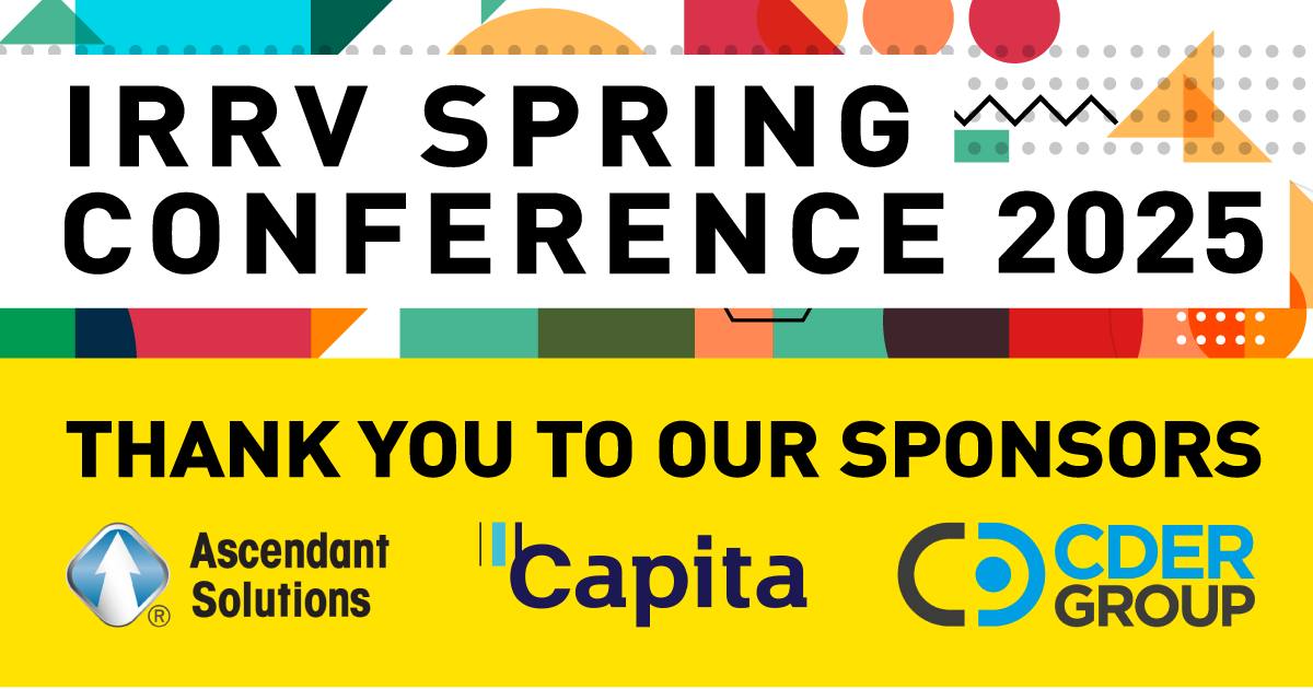 A big thank you to our Spring Conference sponsors! Thank you to Ascendant Solutions for their sponsorship of the note pads and pens, CDER Group for their sponsorship of the badges and Capita Plc for their sponsorship of the coffee points. #IRRVSpring