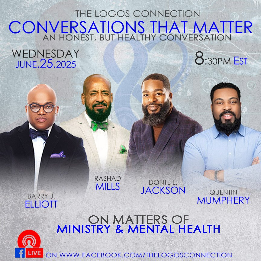 We look forward to a great conversation tonight with <a href="/DonteLJackson/">Donte' L. Jackson</a>, <a href="/RashadBowtie/">Rashad Bowtie Mills</a>, <a href="/PastorQMumphery/">Quentin Mumphery</a>, and <a href="/simplybje/">Simply BJE, Inc.</a>.  Tune it at facebook.com/thelogosconnec… at 830pm‼️