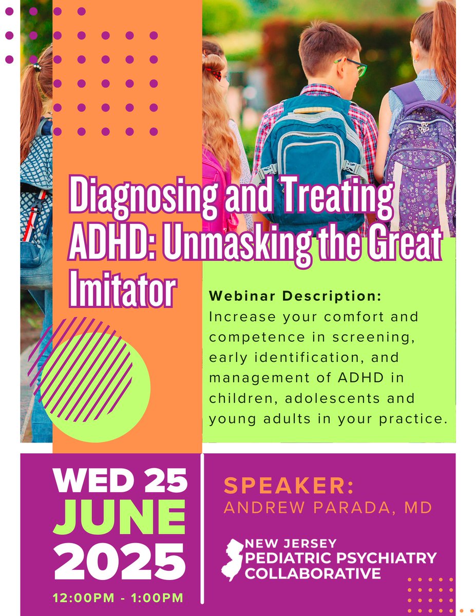 Join us on Wednesday, June 25th from 12:00 to 1:00 pm for a webinar about diagnosing and treating ADHD by Andrew Parada, MD.

Register now: bit.ly/4dAyVhu
