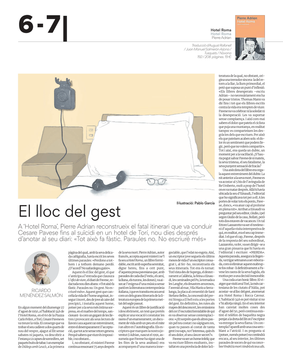 Editorial Navona (@navonacat) on Twitter photo 📰 Recupereu la ressenya d'«Hotel Roma» al suplement #Abril d'<a href="/elperiodico_cat/">El Periódico</a>.
✍️🏻 Ricardo Menéndez Salmón 📰 Recupereu la ressenya d'«Hotel Roma» al suplement #Abril d'<a href="/elperiodico_cat/">El Periódico</a>.
✍️🏻 Ricardo Menéndez Salmón