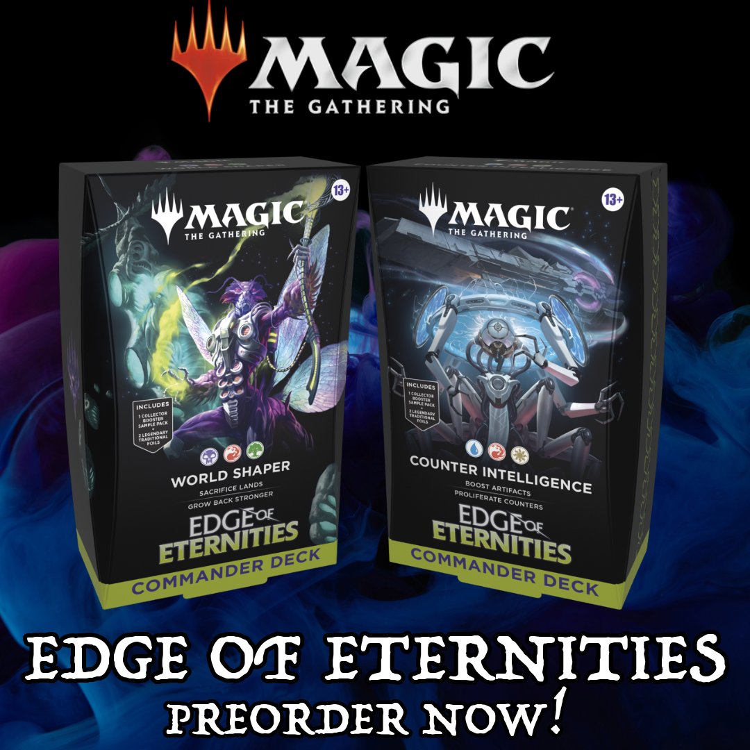 kevinshobbyshop's tweet photo. Preorder Magic: The Gathering Edge of Eternities from Kevin's Hobby Shop now! 

https://t.co/2Dx9jeqYQy

#Kamppi #Helsinki #Pokemon #Pokemoncards #hobbyshop #videogames #Yuhgio #MagictheGathering #DND #DungeonsandDragons #nerd https://t.co/RlrixwoD79