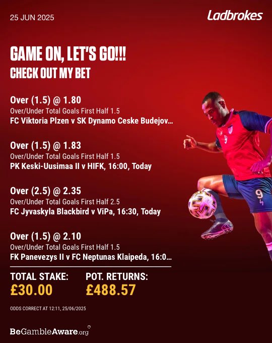 MSWFootballTips's tweet image. 13.5/1 4-fold acca for today!
Get involved⚽️