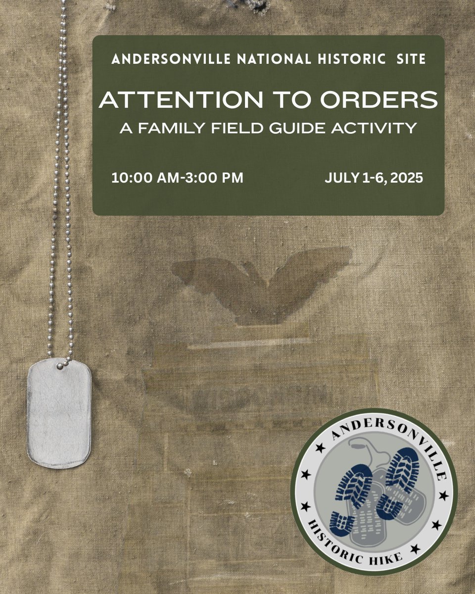 Join us next week for the deployment of our new Military Family Field Guide Activity book!

 #Andersonville #NationalHistoricSite #FamilyActivities #ExploreHistory #OutdoorLearning #HistoryForKids #FamilyFun #ActivityBook #LearnAndExplore #MilitaryFamily #FieldGuide