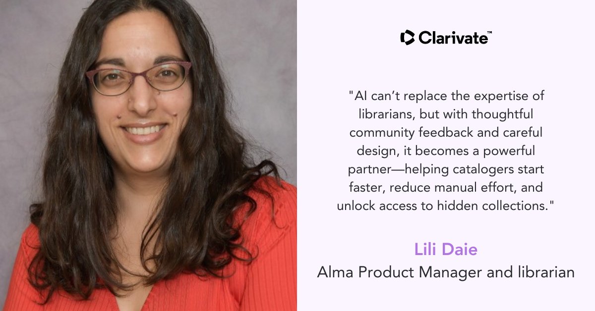 ExLibrisGroup's tweet image. AI-designed with librarians at the center. Lili Daie’s dives into the collaborative development of Alma Metadata Assistant.
Watch the interview here:
ow.ly/cH8x50Weauw
#MetadataManagement #AcademicAI #AIinLibraries