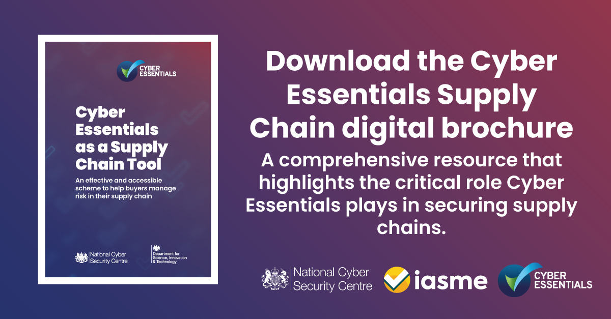 The "Cyber Essentials as a Supply Chain Tool" brochure is here. 📣

Highlighting the critical role #CyberEssentials plays in securing supply chains and offering practical guidance for orgs looking to boost their cyber resilience.

Download the brochure 👉 iasme.co.uk/articles/cyber…