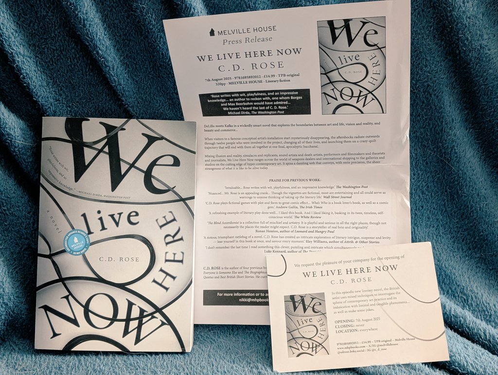 Books By Your Bedside (@byyourbedside) on Twitter photo Thank you <a href="/NikkiTGriffiths/">Nikki Griffiths</a> for my copy of WE LIVE HERE NOW by <a href="/cdrose_writer/">cdrose</a>
DeLillo meets Kafka in a wickedly smart novel that explored the boundaries between art and life, vision and reality, and beauty and commerce.
Out in August <a href="/melvillehouse/">Melville House</a> Thank you <a href="/NikkiTGriffiths/">Nikki Griffiths</a> for my copy of WE LIVE HERE NOW by <a href="/cdrose_writer/">cdrose</a>
DeLillo meets Kafka in a wickedly smart novel that explored the boundaries between art and life, vision and reality, and beauty and commerce.
Out in August <a href="/melvillehouse/">Melville House</a>