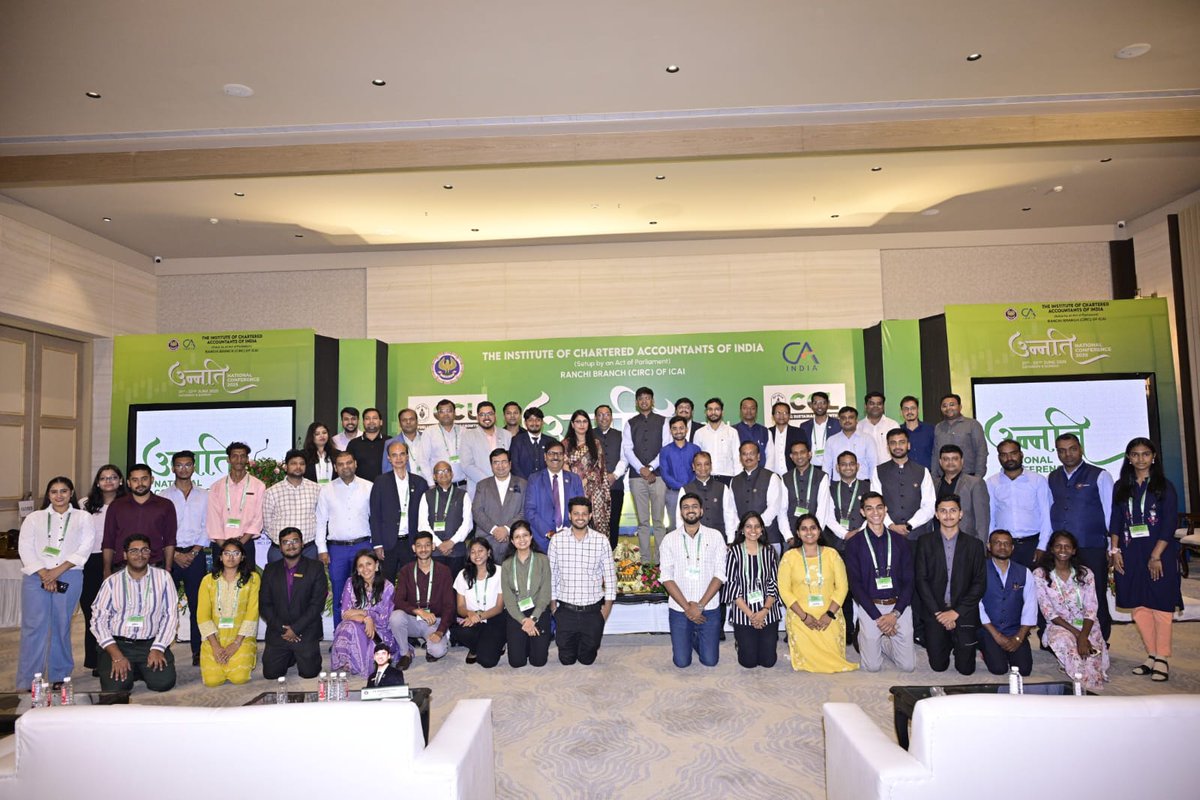 CA. Durgesh Kabra, Chairman, CFMIP, ICAI along with  CA. Pankaj Shah, CCM &amp; Managing Committee of Ranchi Branch of CIRC of ICAI successfully concluded the National Conference on Unnati at Ranchi on 21.6.25 and 22.6.25, Saturday and Sunday.