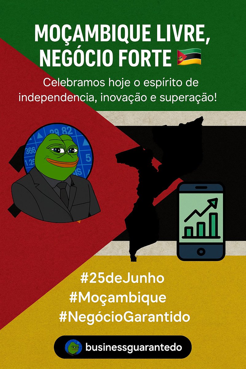 edyalexandre24's tweet photo. "Moçambique Livre, Negócio Forte 🇲🇿"
Celebramos hoje o espírito de independência, inovação e superação!
#25deJunho #Moçambique #NegócioGarantido https://t.co/ahyXjRXUqi
